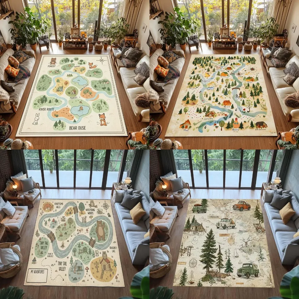 Kids Education Nursery - Vibrant Interactive Kids World Map Rug