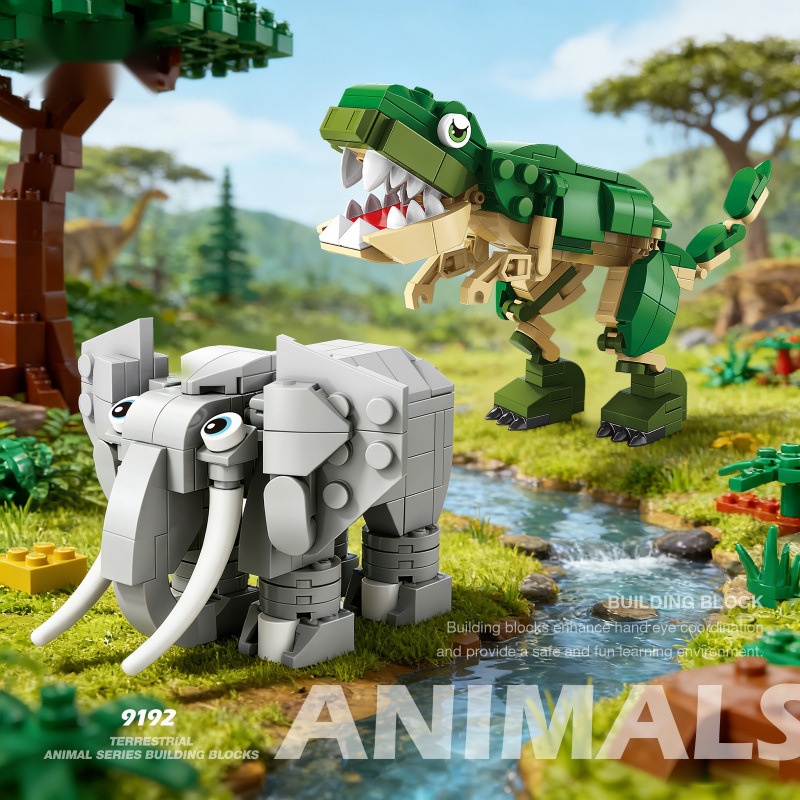 Kangaroo Kids Education - Animal Building Blocks Dinosaur Elephant Tiger