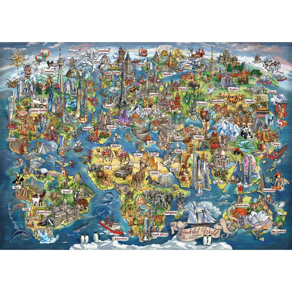 500/1000/1200/2000Pcs Jigsaw P - Puzzle Map World review and price