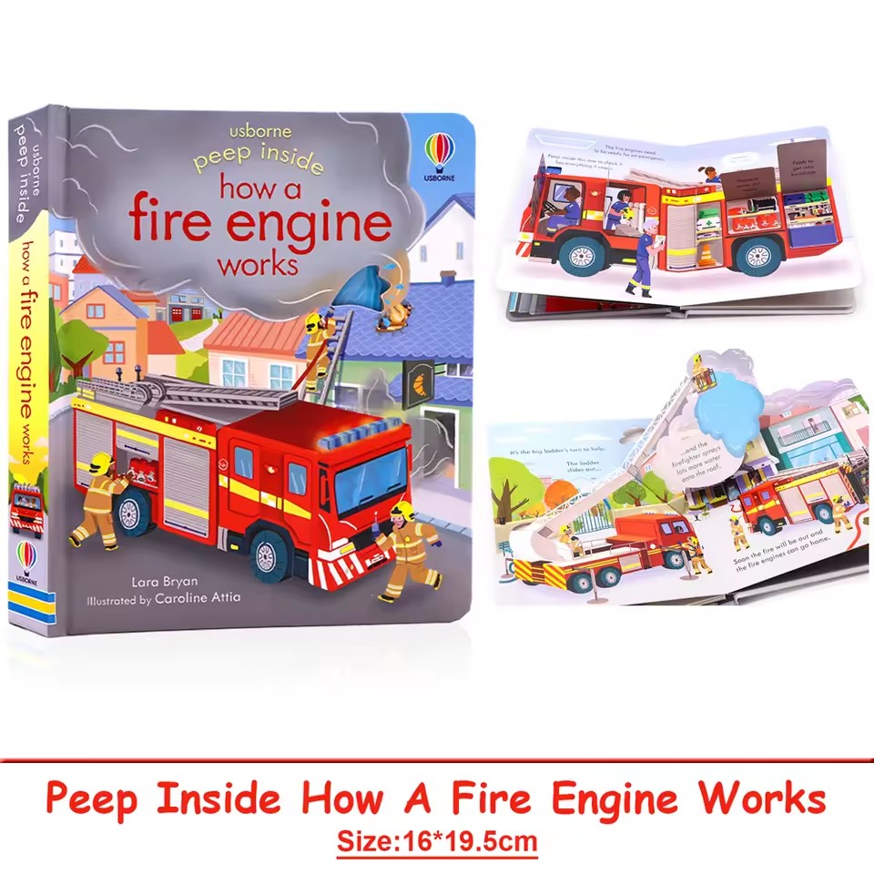 Usborne Peep Inside How A Fire - Kids Education Books review and price