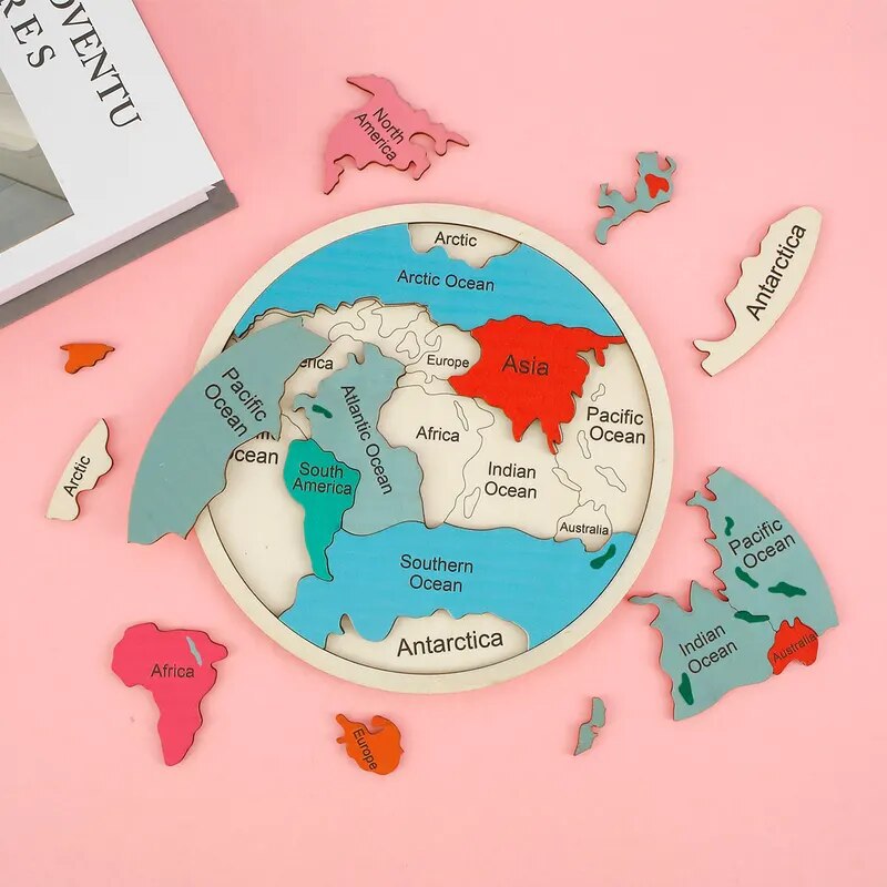 Wooden Colored World Map Puzzl - Puzzle Map World review and price