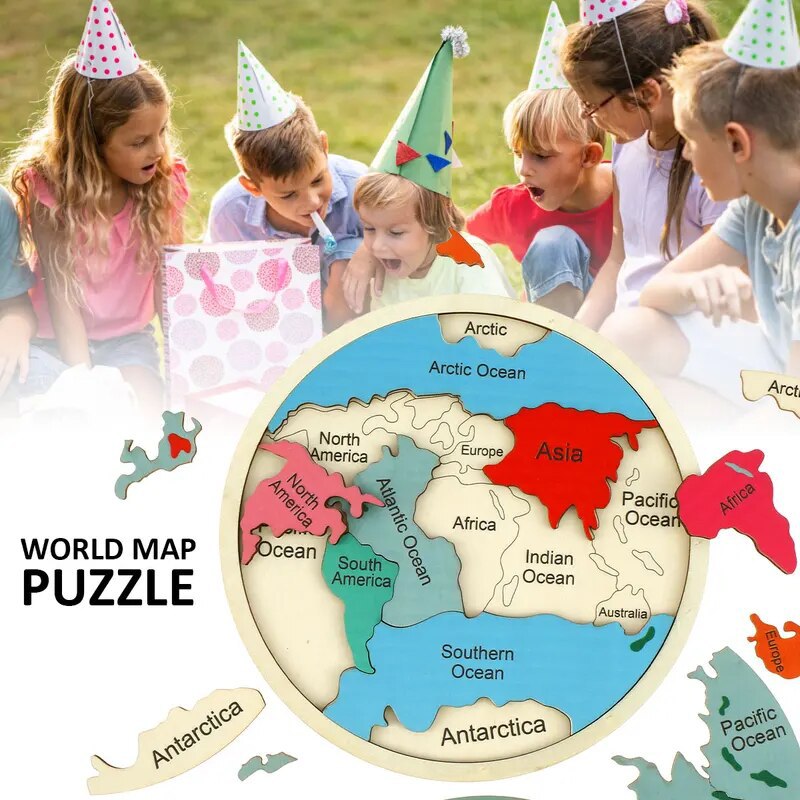 Wooden Colored World Map Puzzl - Puzzle Map World review and price