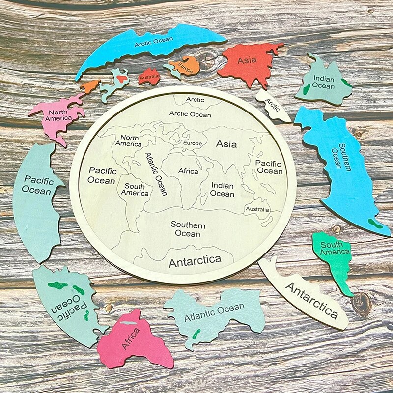 Wooden Colored World Map Puzzl - Puzzle Map World review and price