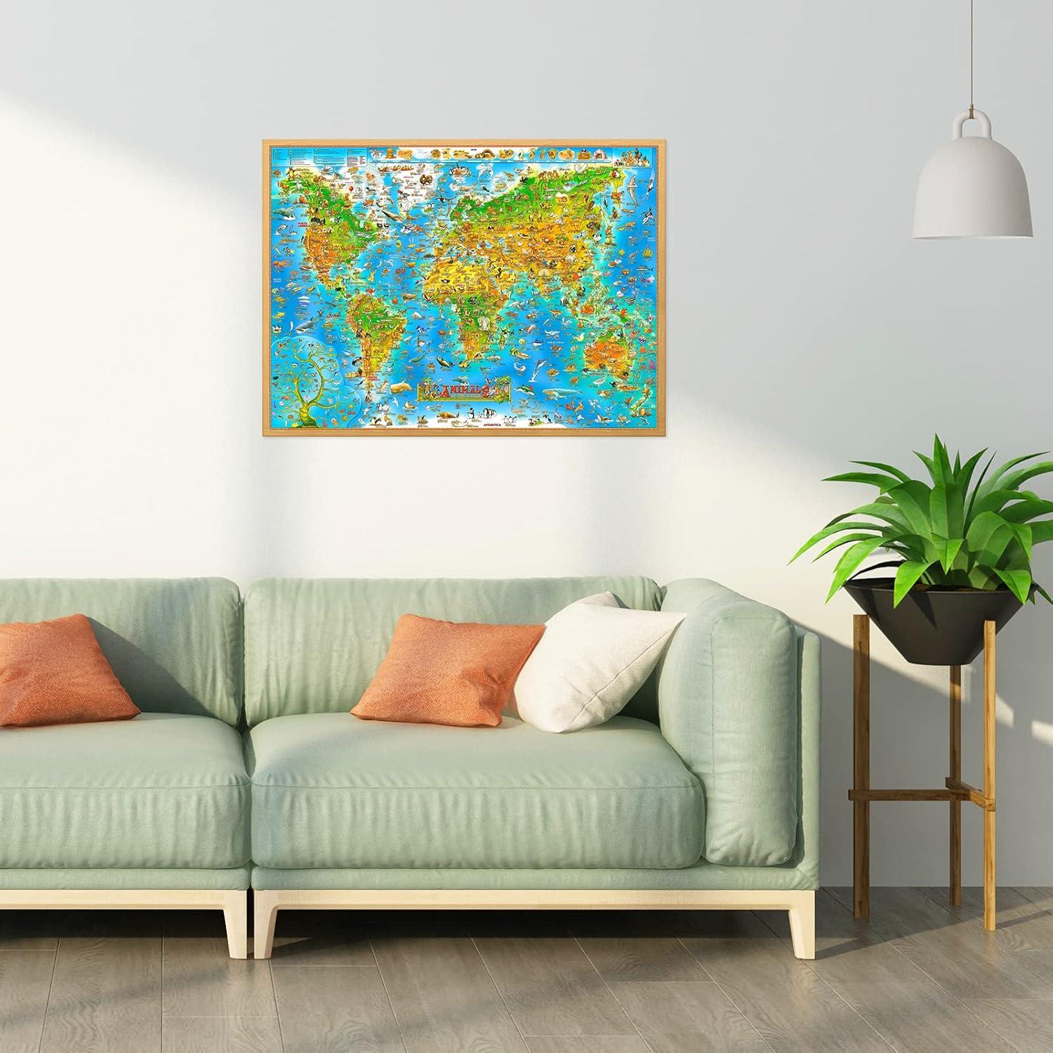 150/300/500/1000 Pieces Jigsaw - Puzzle Map World review and price