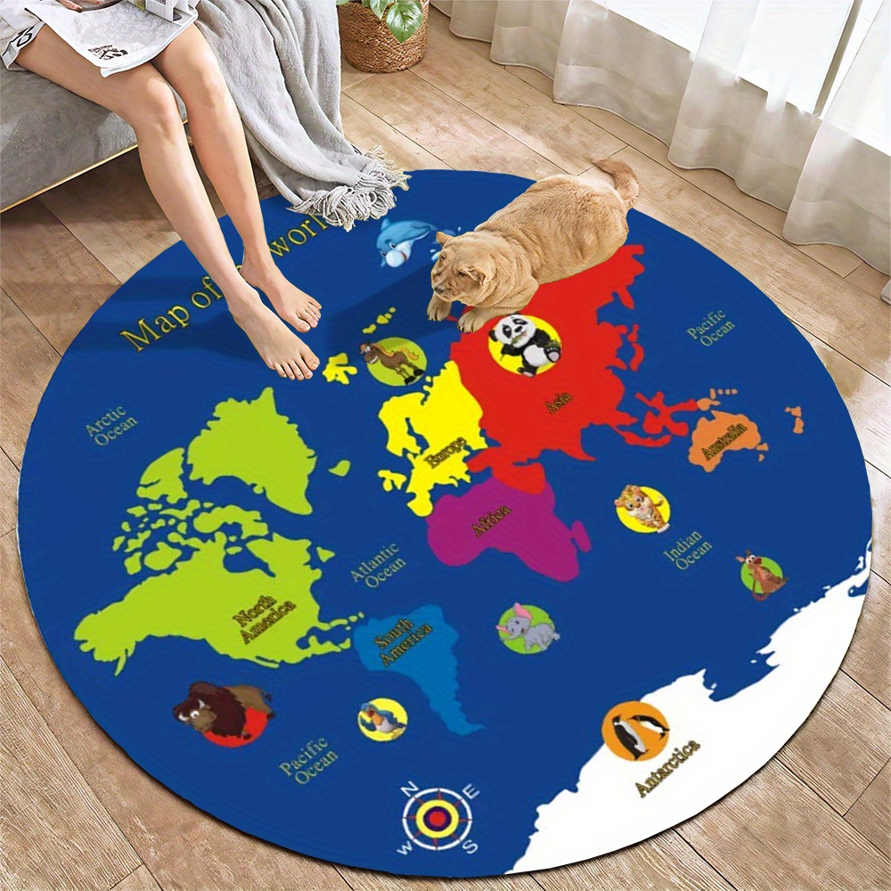 World Map Round Rug Flannel Ed - Kids Education Nursery review and price