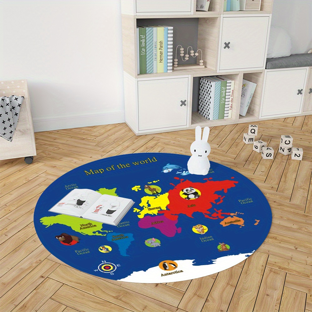 World Map Round Rug Flannel Ed - Kids Education Nursery review and price