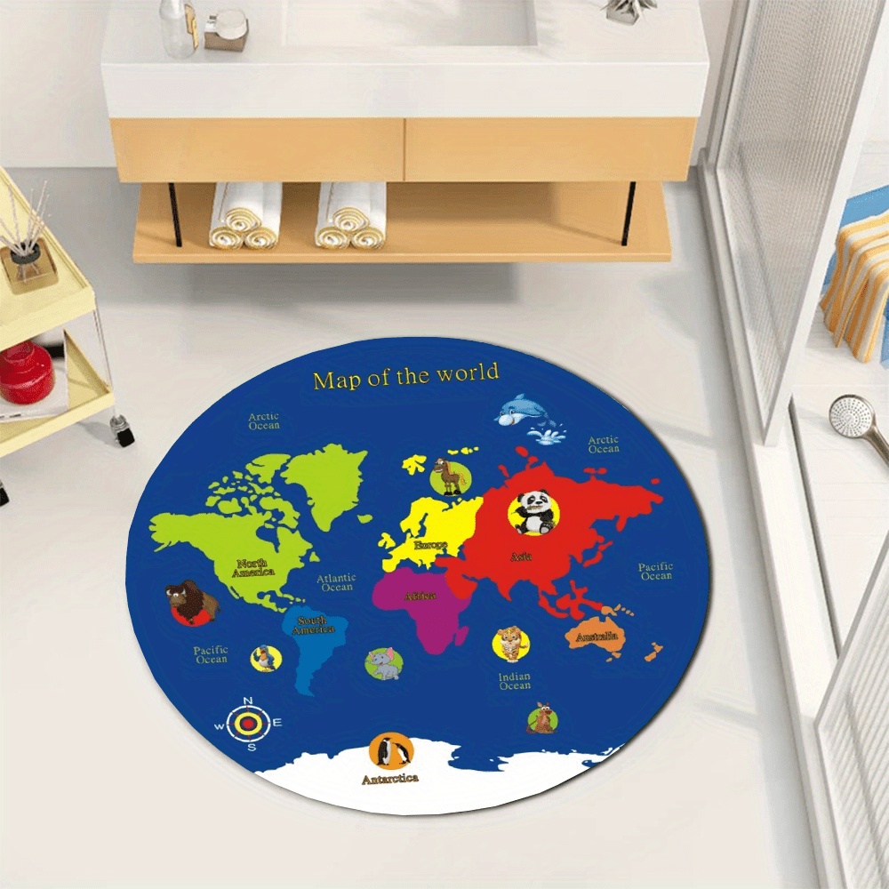 World Map Round Rug Flannel Ed - Kids Education Nursery review and price