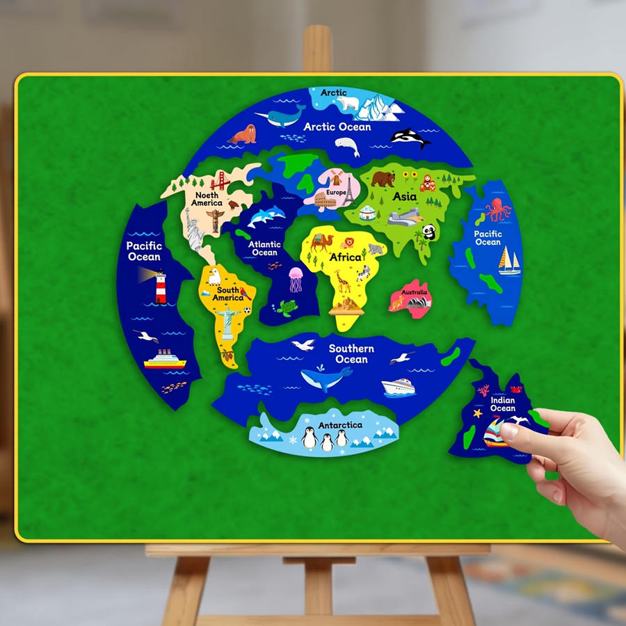 Kids World Map Felt Puzzle, In - Puzzle Map World review and price